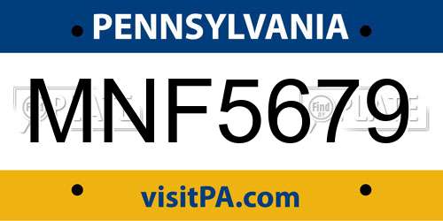 MNF5679 Pennsylvania License Plate