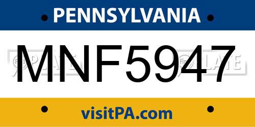 MNF5947 Pennsylvania License Plate
