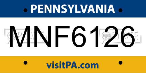 MNF6126 Pennsylvania License Plate