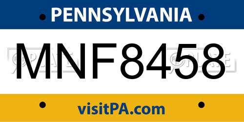 MNF8458 Pennsylvania License Plate
