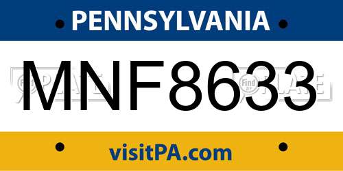 MNF8633 Pennsylvania License Plate