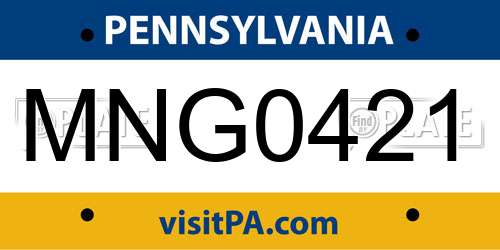MNG0421 Pennsylvania License Plate