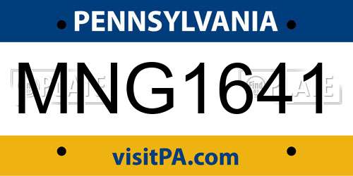 MNG1641 Pennsylvania License Plate