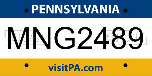 MNG2489 Pennsylvania License Plate