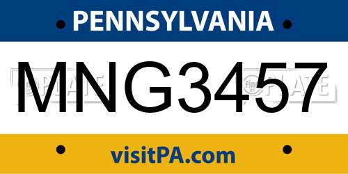 MNG3457 Pennsylvania License Plate