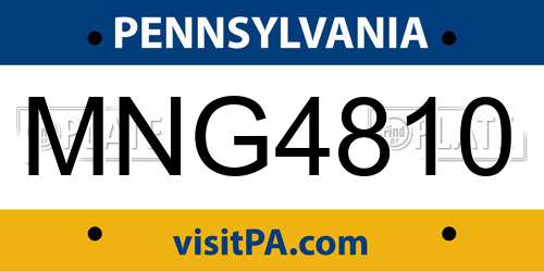 MNG4810 Pennsylvania License Plate
