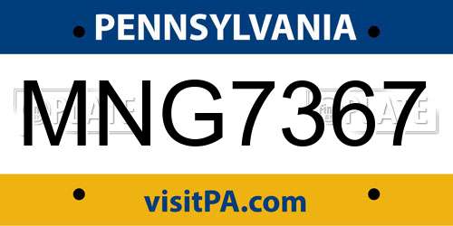 MNG7367 Pennsylvania License Plate