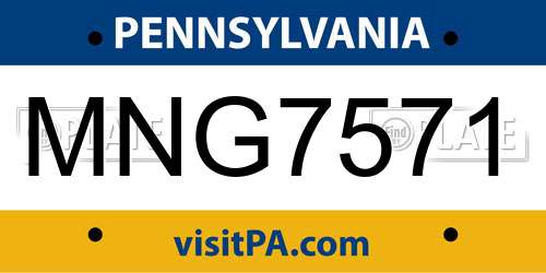 MNG7571 Pennsylvania License Plate