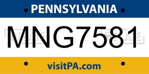 MNG7581 Pennsylvania License Plate