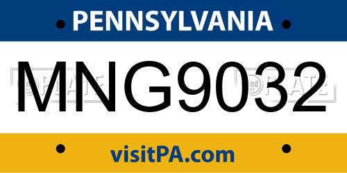 MNG9032 Pennsylvania License Plate