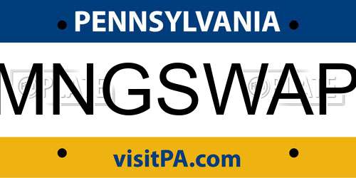 MNGSWAP Pennsylvania License Plate