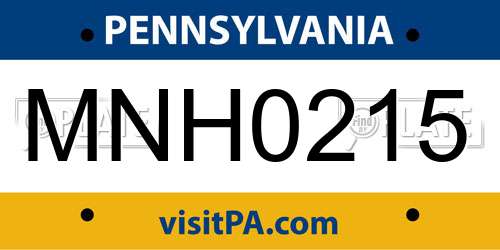 MNH0215 Pennsylvania License Plate