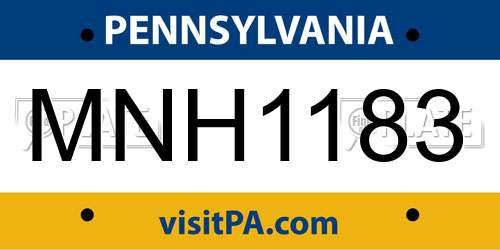 MNH1183 Pennsylvania License Plate