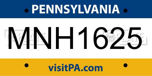 MNH1625 Pennsylvania License Plate