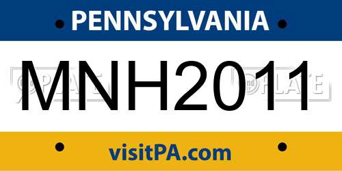 MNH2011 Pennsylvania License Plate