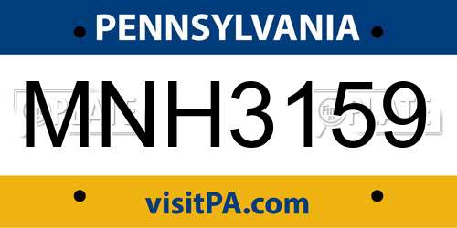 MNH3159 Pennsylvania License Plate