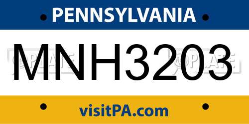 MNH3203 Pennsylvania License Plate