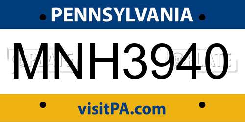 MNH3940 Pennsylvania License Plate