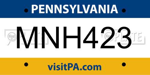 MNH423 Pennsylvania License Plate