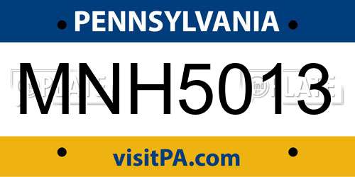 MNH5013 Pennsylvania License Plate
