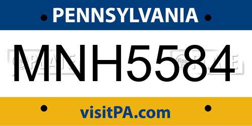 MNH5584 Pennsylvania License Plate