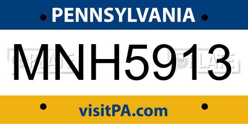 MNH5913 Pennsylvania License Plate