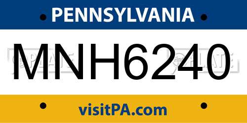 MNH6240 Pennsylvania License Plate