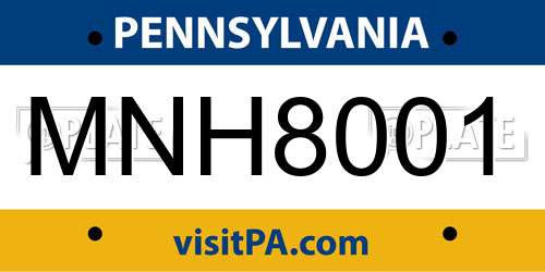 MNH8001 Pennsylvania License Plate