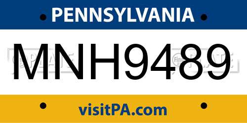 MNH9489 Pennsylvania License Plate