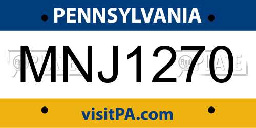 MNJ1270 Pennsylvania License Plate