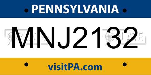 MNJ2132 Pennsylvania License Plate