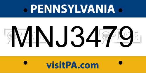 MNJ3479 Pennsylvania License Plate