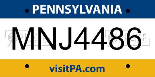 MNJ4486 Pennsylvania License Plate