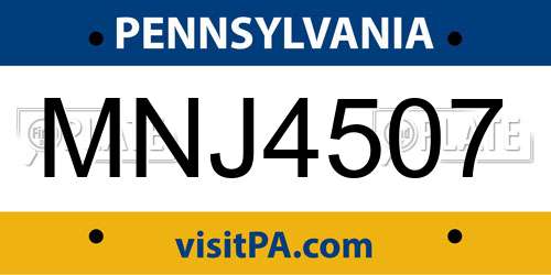 MNJ4507 Pennsylvania License Plate
