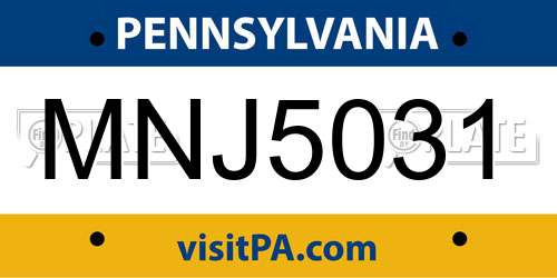 MNJ5031 Pennsylvania License Plate