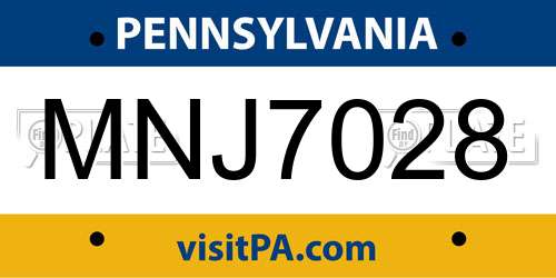 MNJ7028 Pennsylvania License Plate