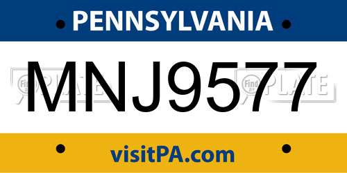 MNJ9577 Pennsylvania License Plate
