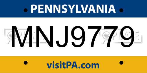 MNJ9779 Pennsylvania License Plate