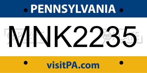 MNK2235 Pennsylvania License Plate
