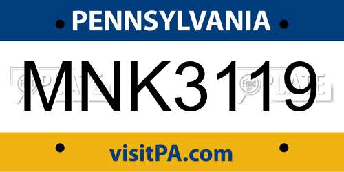MNK3119 Pennsylvania License Plate