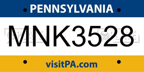 MNK3528 Pennsylvania License Plate