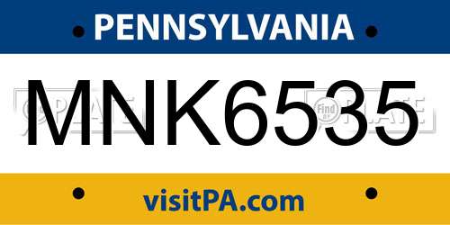 MNK6535 Pennsylvania License Plate