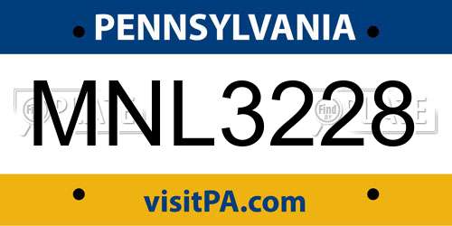 MNL3228 Pennsylvania License Plate