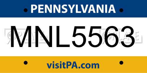 MNL5563 Pennsylvania License Plate