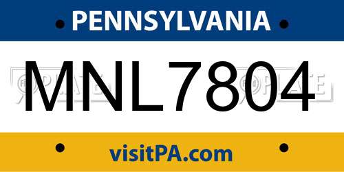 MNL7804 Pennsylvania License Plate