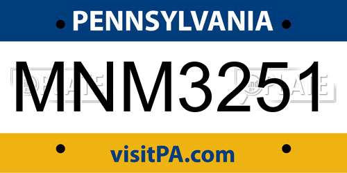 MNM3251 Pennsylvania License Plate