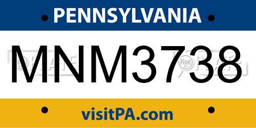 MNM3738 Pennsylvania License Plate