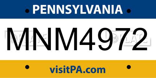MNM4972 Pennsylvania License Plate