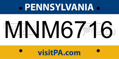 MNM6716 Pennsylvania License Plate