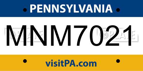 MNM7021 Pennsylvania License Plate